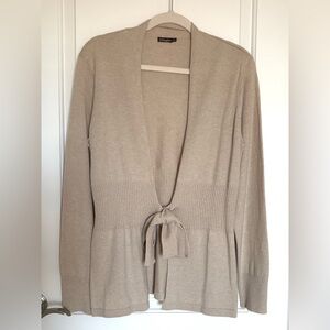J. McLaughlin Tan Tie-Front Cashmere Cardigan